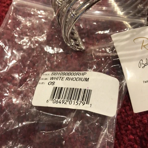 NWT White Rhodium Clad Cuff Bracelet - Picture 9 of 9